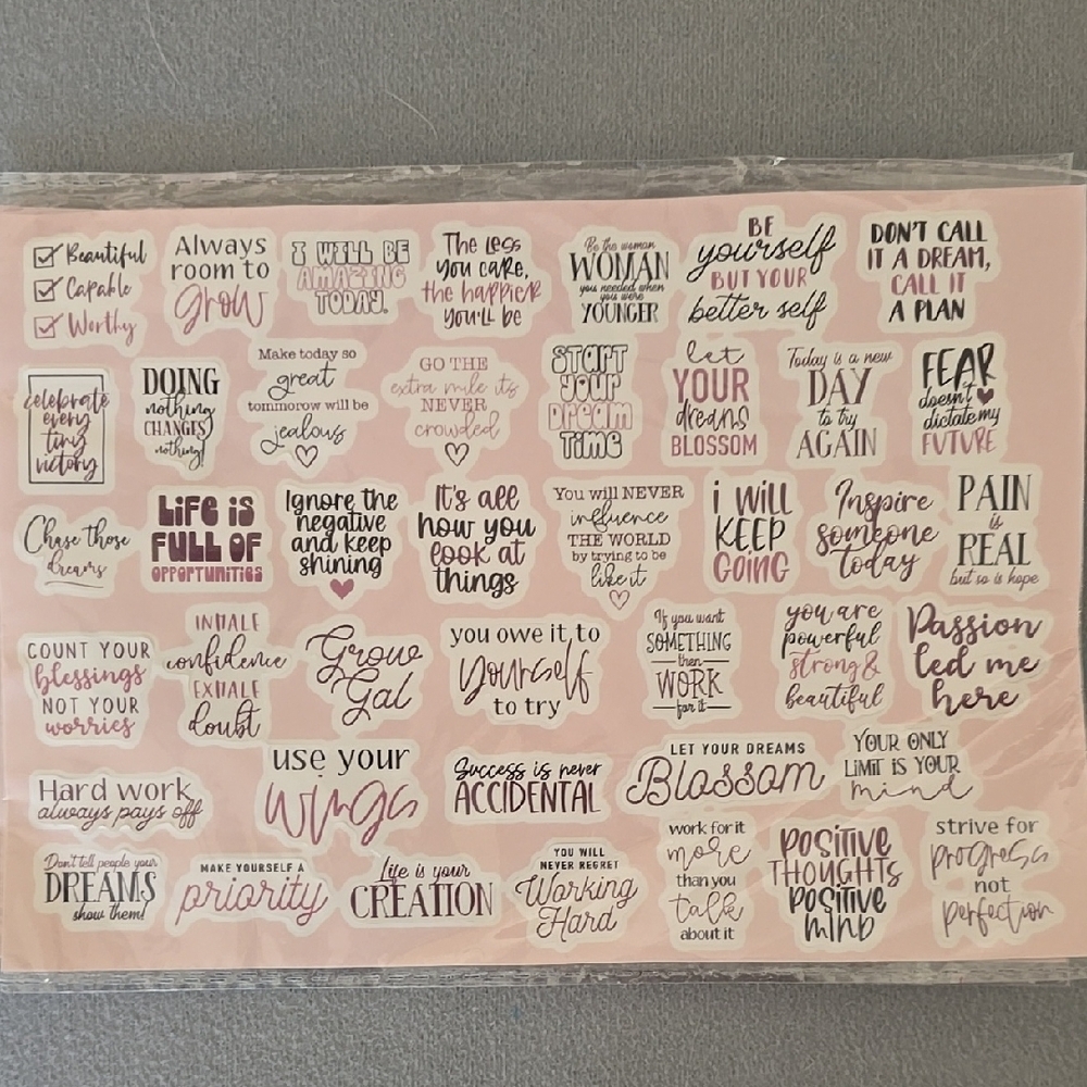 Inspirational Quote Stickers Set - Pink and Black